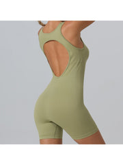 Solid Color Backless U Neck Yoga Jumpsuits