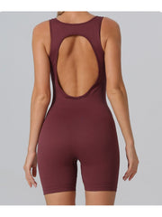 Solid Color Backless U Neck Yoga Jumpsuits