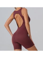 Solid Color Backless U Neck Yoga Jumpsuits