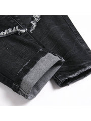 Raged Hem Single Breasted Mid-rise Men's Jeans