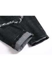 Raged Hem Single Breasted Mid-rise Men's Jeans