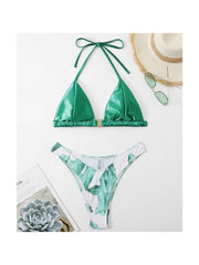 Solid Color Halter Neck Fitted Bikinis