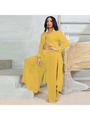 Solid Color High Rise Straight Pant Sets