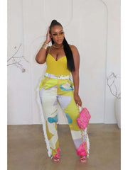 Colorblock Tassel High Rise Pants