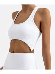 Asymmetrical Hem Ribbed Cross Belt Bodycon Tank &amp; Top