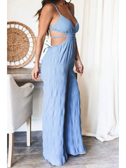 Solid Color Backless Spaghetti Straps Jumpsuits