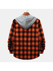 Hooded Plaid Cotton Shirts