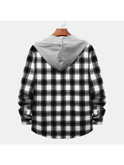 Hooded Plaid Cotton Shirts