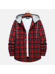 Plaid Hooded Cotton Shirts