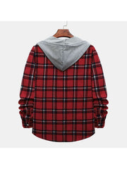 Plaid Hooded Cotton Shirts