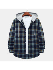 Plaid Hooded Cotton Shirts