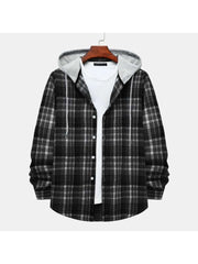 Plaid Hooded Loose Shirts