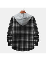 Plaid Hooded Loose Shirts