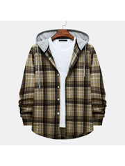 Plaid Hooded Loose Shirts