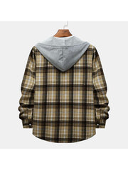 Plaid Hooded Loose Shirts