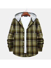 Plaid Hooded Loose Shirts