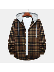 Plaid Hooded Loose Shirts