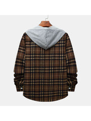 Plaid Hooded Loose Shirts