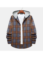 Plaid Hooded Loose Shirts