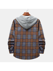 Plaid Hooded Loose Shirts