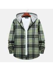 Plaid Hooded Cotton Shirts