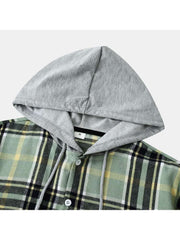 Plaid Hooded Cotton Shirts