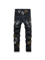 Embroidery Sequin Mid-rise Men's Jeans