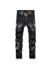 Embroidery Sequin Mid-rise Men's Jeans