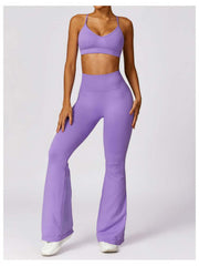 Solid Color High Rise Cropped Yoga Sets