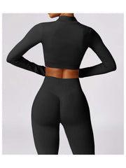 Solid Color High Rise Over Sleeve Yoga Sets