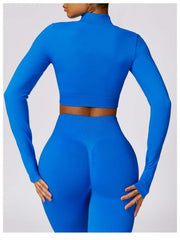 Solid Color High Rise Over Sleeve Yoga Sets