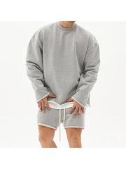 Men's Fitness Loose Casual Long Sleeve Sweater And Shorts Set