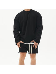 Men's Fitness Loose Casual Long Sleeve Sweater And Shorts Set