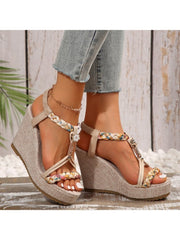 Colorblock Geometric Pattern Leisure Wedges &amp; Platform