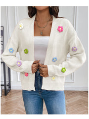 Flower Solid Color Cardigan