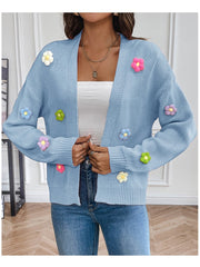 Flower Solid Color Cardigan