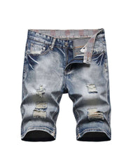 Washed Ripped Denim Men's Short Pants