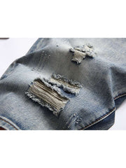 Washed Ripped Denim Men's Short Pants