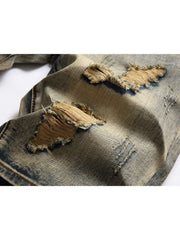 Washed Ripped Denim Men's Short Pants