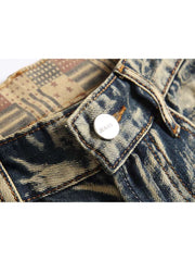 Washed Ripped Denim Men's Short Pants