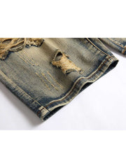 Washed Ripped Denim Men's Short Pants