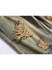 Washed Ripped Denim Men's Short Pants