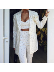 Dots Long Sleeve Blazers 3-piece Pant Sets