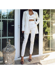 Dots Long Sleeve Blazers 3-piece Pant Sets