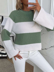 Knitted Colorblock Striped Pullover Sweater