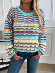 Contrast Color Striped Knitting Sweater