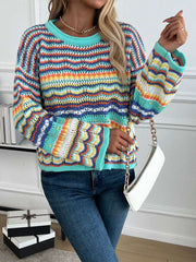 Contrast Color Striped Knitting Sweater