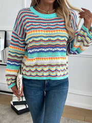 Contrast Color Striped Knitting Sweater