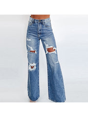 Ripped High Rise Wide Leg Jeans