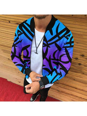 Print Zipper Long Sleeve Men's Jackets